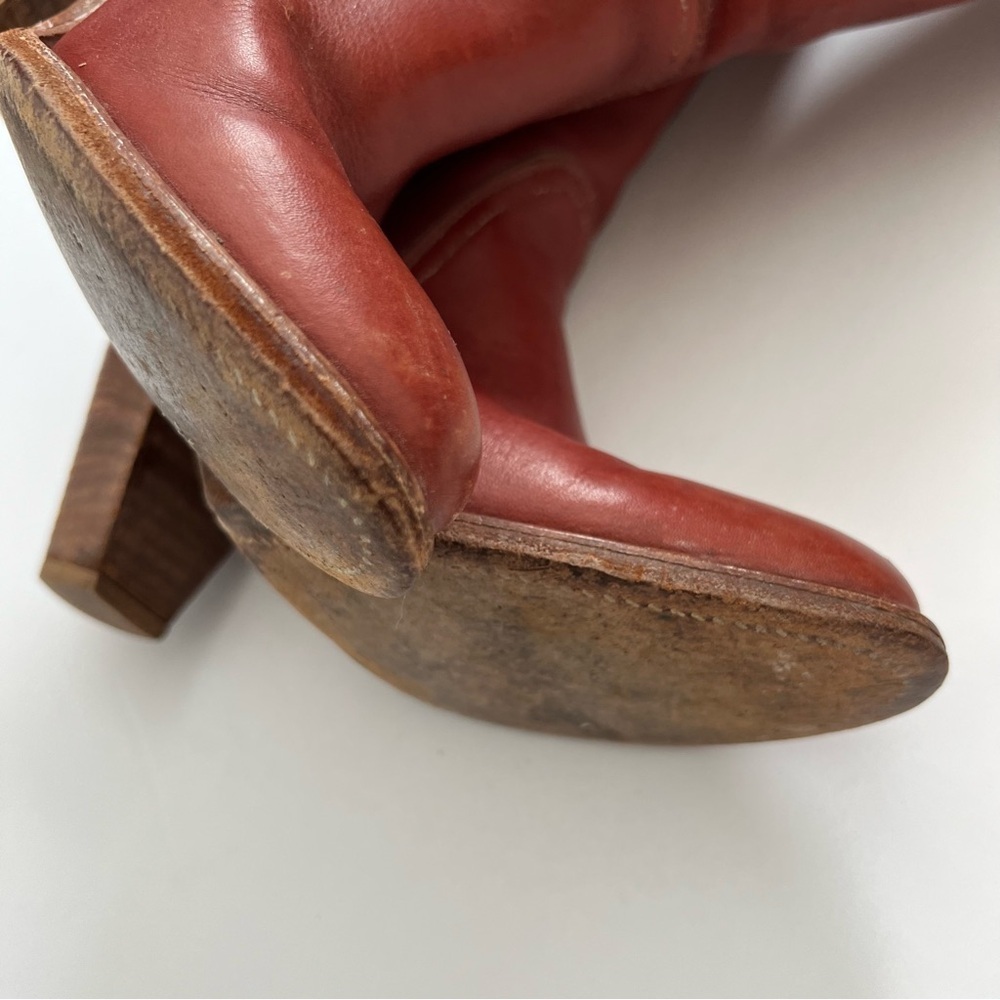 Vintage Redwood Mahogany Red Leather Tall Heeled Boot Size 5.5 - Picture 11 of 13